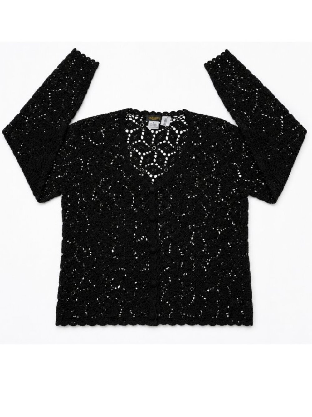 TAKEOUT NYC SAMPLE KNIT EYELET CARDIGAN, RAMIE NATURAL FIBRE, MEDIUM